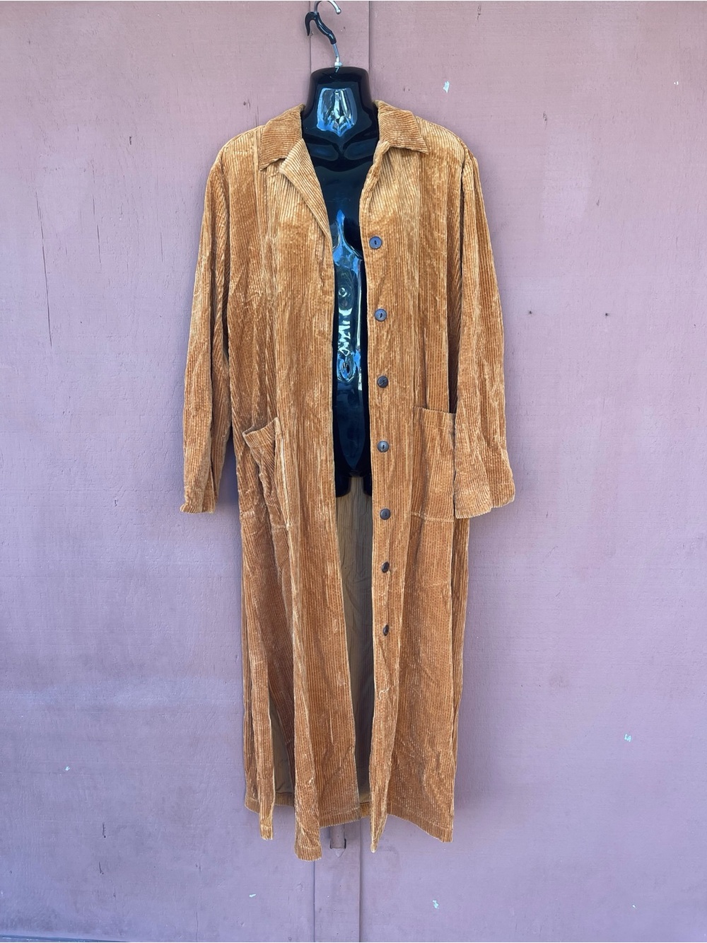April Cornell Golden Tan Long Corduroy Trench Coat